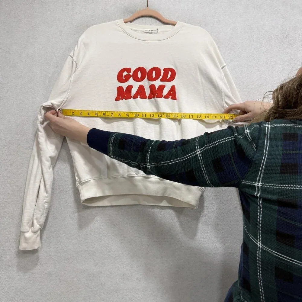 Good American Sweatshirt Womens 2 White Good Mama Graphic Crewneck Pullover - Picture 5 of 12